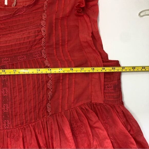 Free People Nobody Like You Cotton Peasant Dress w/ Pockets Coral Size Medium - Picture 14 of 14